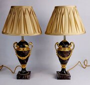 Fine Antique Pair Of French Marble Table Lamps