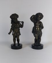 Pair Of Bronze Cherub Sculptures 