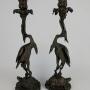 Pair of Bronze Stork Candlesticks
