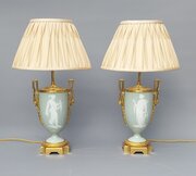 Pair Of French Porcelain Table Lamps Gilt Bronze Pâte-sur-Pâ