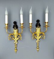 Pair Of Gilt Bronze Cherub Wall Lights 
