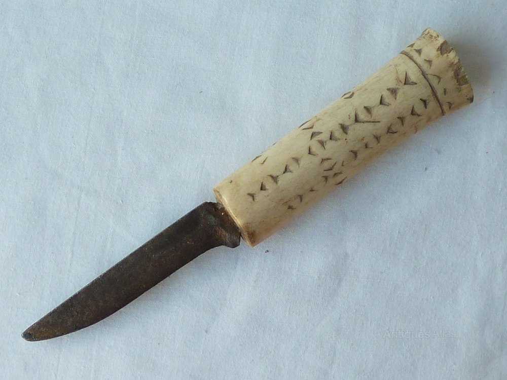 Antiques Atlas Inuit Bone Handle Hunting Knife Scrimshaw Eskimo