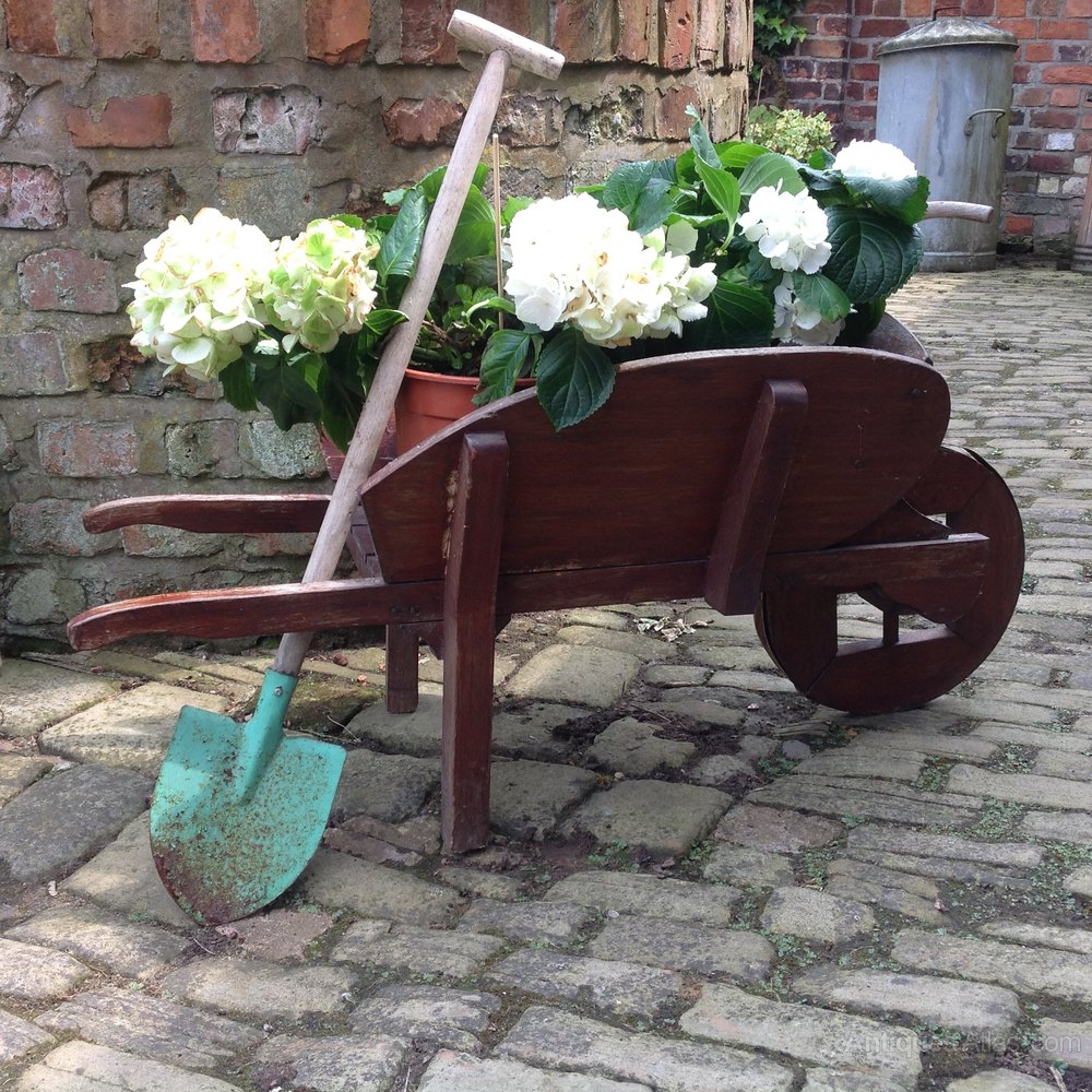 Antiques Atlas Vintage Childs Wooden Wheelbarrow Planter