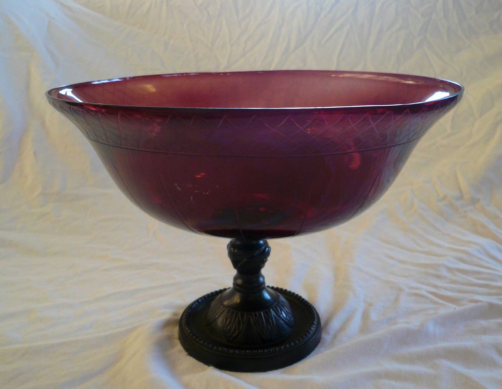 Antiques Atlas Large Deep Plum Coloured Glass Bowl Stand Large Deep Plum Coloured Glass Bowl Stand All Other Handmade
