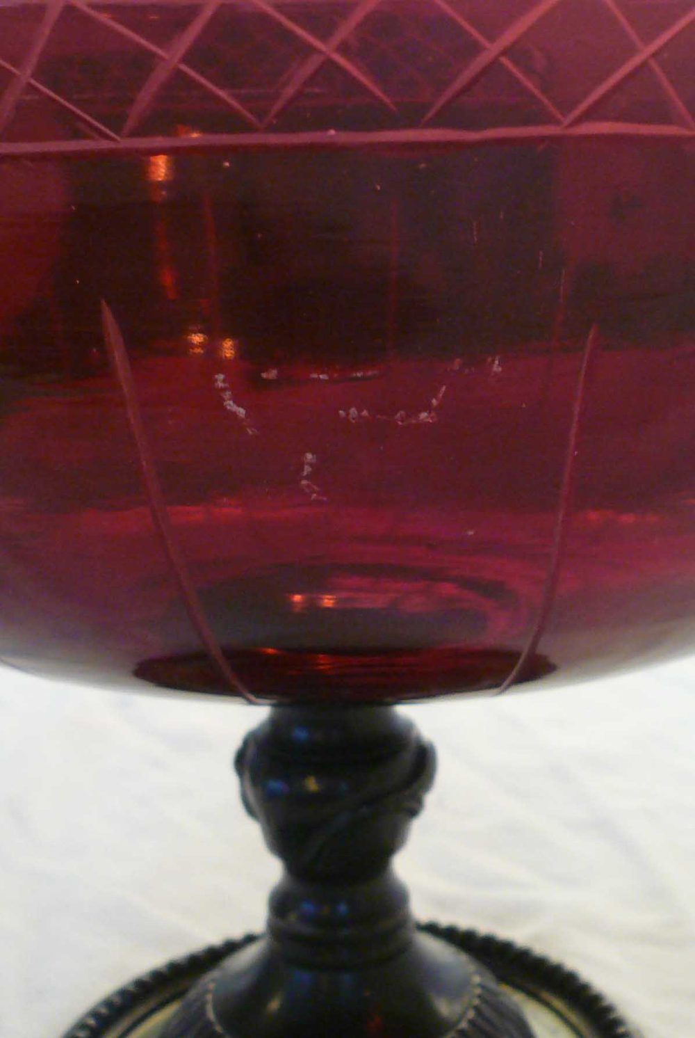 Antiques Atlas Large Deep Plumcoloured Glass Bowl/Stand