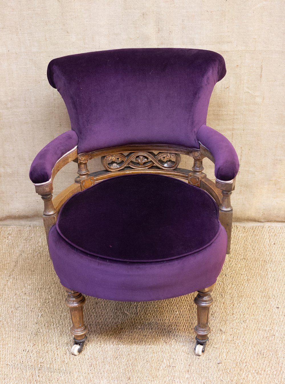 Antique Tub Chair, Mahogany & Purple Velvet Antiques Atlas