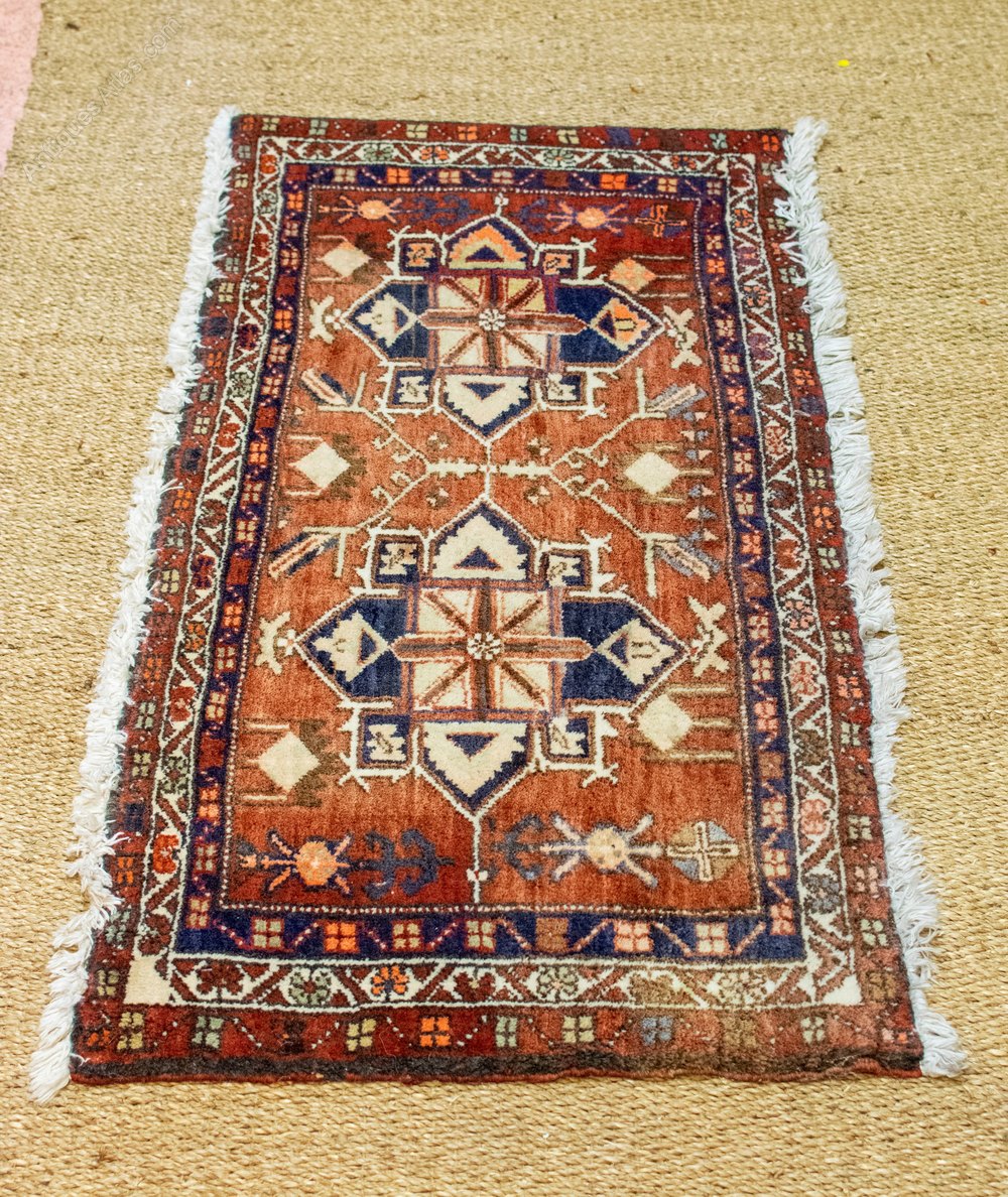 Antiques Atlas Azebhaijani Wool Rug, Fringed, Shades Of Red