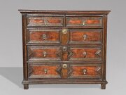 17th C Charles II Oak Geometric Chest Of Drawers