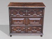 17th C Charles II Oak Geometric Chest Of Drawers