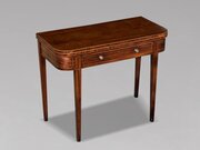 18th C Georgian Mahogany Inlay Fold-Over Tea Table