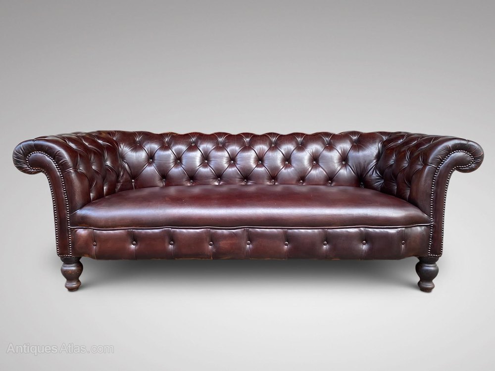 19C STUNNING LEATHER CHESTERFIELD SETTEE Antiques Atlas