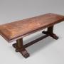 19th C Burr Elm & Oak Trestle Dining Table