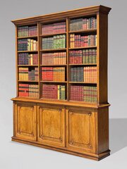 19th C French Tall Oak Open Library Bookcase