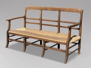 19th C French Walnut Rush Seat Hall Bench