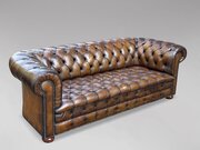 19th C Golden Brown Leather Chesterfield Sofa