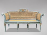 19th C Louis XVI Painted Caned Bench
