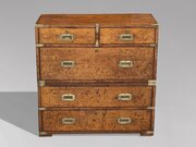 19th C Oak Campaign Chest Of Drawers