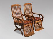 Pair Of 19th Victorian Walnut Reclining Armchairs