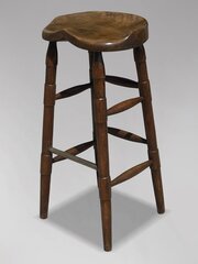 19th C Tall Elm Bar Saddle Seat Stool