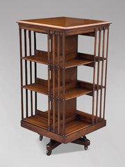 19th C Tall Walnut Revolving Bookcase