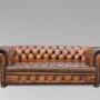 19th C Victorian Brown Leather Chesterfield Sofa