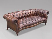 19th C Victorian Brown Leather Chesterfield Sofa
