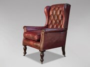 19th C Victorian Red Leather Armchair