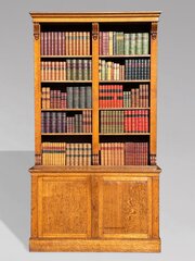 19th C William IV Tall Oak Open Library Bookcase