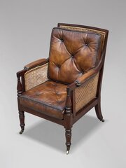 George IV Period Mahogany Caned Library Bergère