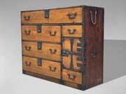 Late Meiji Japanese Keyaki Merchant Tansu Chest