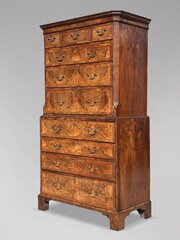 Mid 18th C George II Burr Walnut Tallboy