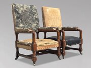 Pair Of 19th C Victorian Oak Gothic Open Armchairs