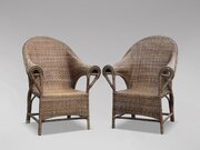 Pair Of Arts & Crafts Wicker Armchairs By Dryad