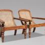 Pair of Large Teak & Cane Colonial Planters Chairs
