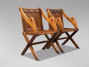Pair Of Victorian Pitch Pine Glastonbury Armchairs