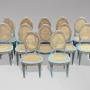 Set of 12 Louis XVI Painted & Caned Dining Chairs