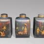 Set of 3 William IV Painted Toleware Tea Canisters