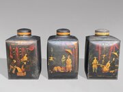 Set Of 3 William IV Painted Toleware Tea Canisters