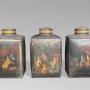 Set of 3 William IV Painted Toleware Tea Canisters