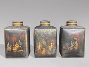 Set Of 3 William IV Painted Toleware Tea Canisters
