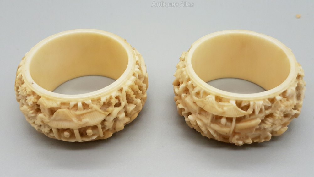 Antiques Atlas Superb Pair Chinese Ivory Carved Napkin Rings