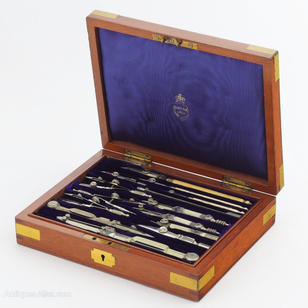 Antiques Atlas 2 Tier Set Drawing Instruments Elliott Bros C1870