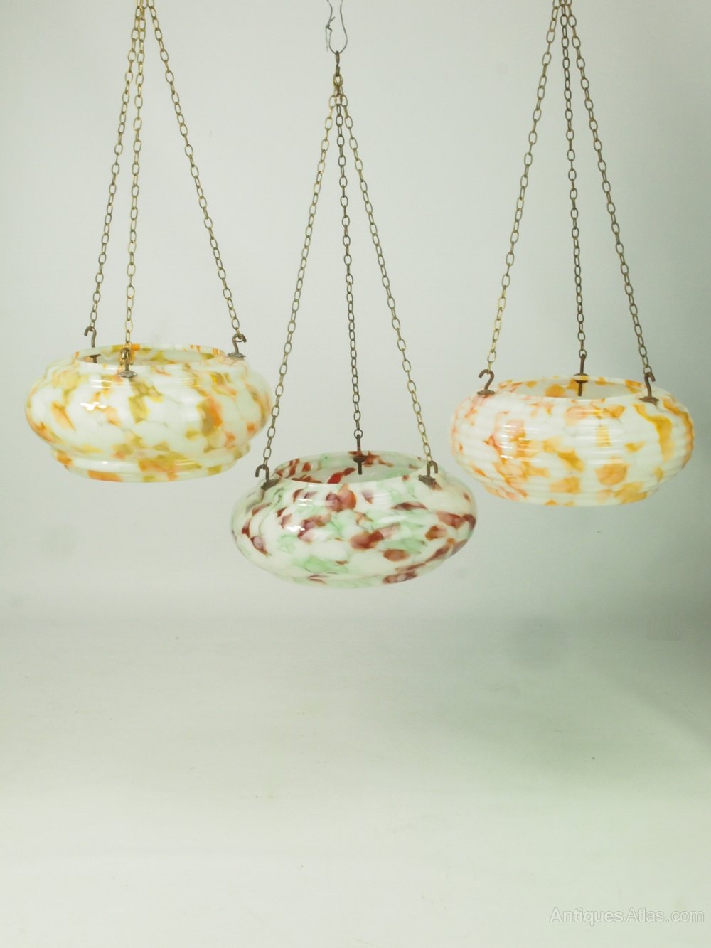 antiques atlas 3 vintage art deco glass ceiling light shades