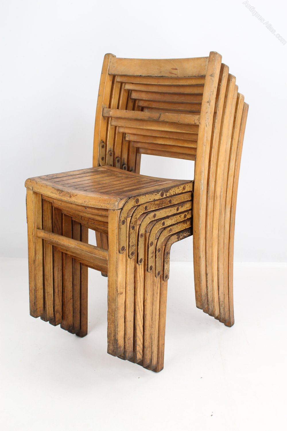 Antiques Atlas 6 Vintage Mid Century Oak School Stacking Chairs