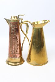 Antique Art Nouveau Copper Brass Jugs Arts Crafts
