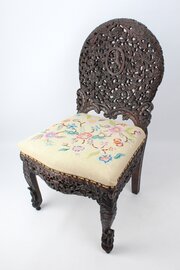 Antique Burmese Carved Padouk Chair