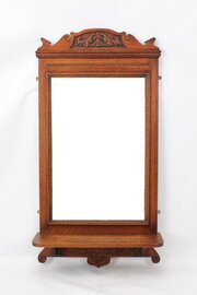 Antique Edwardian Oak Valet Mirror / Hall Mirror