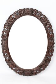 Antique Victorian Carved Oak Oval Wall Mirror