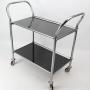 Art Deco Chrome Black Glass 2 Tier Drinks Trolley