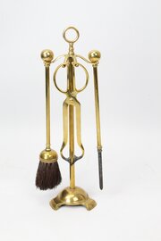 Edwardian Brass Fire Tool Companion Set